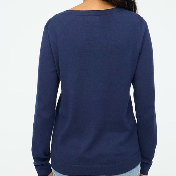 J Crew- Heart Patterned Navy and Pink Sweater, Size Medium - Picture 3 of 13